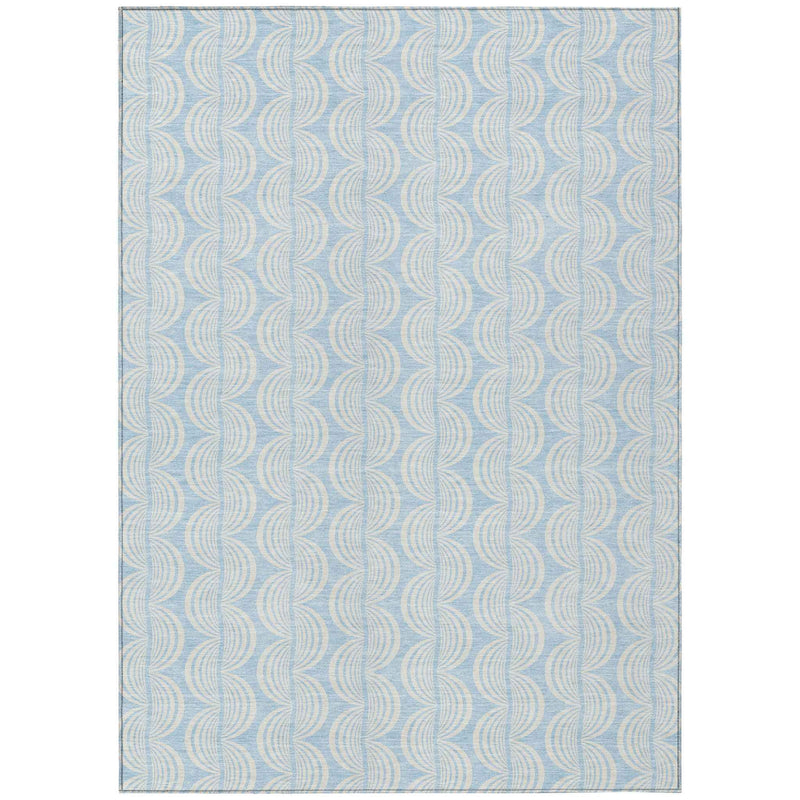 3' X 5' Sky Blue And Beige Ogee Washable Indoor Outdoor Area Rug
