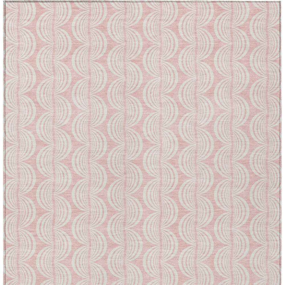 3' X 5' Pink And Gray Ogee Washable Indoor Outdoor Area Rug
