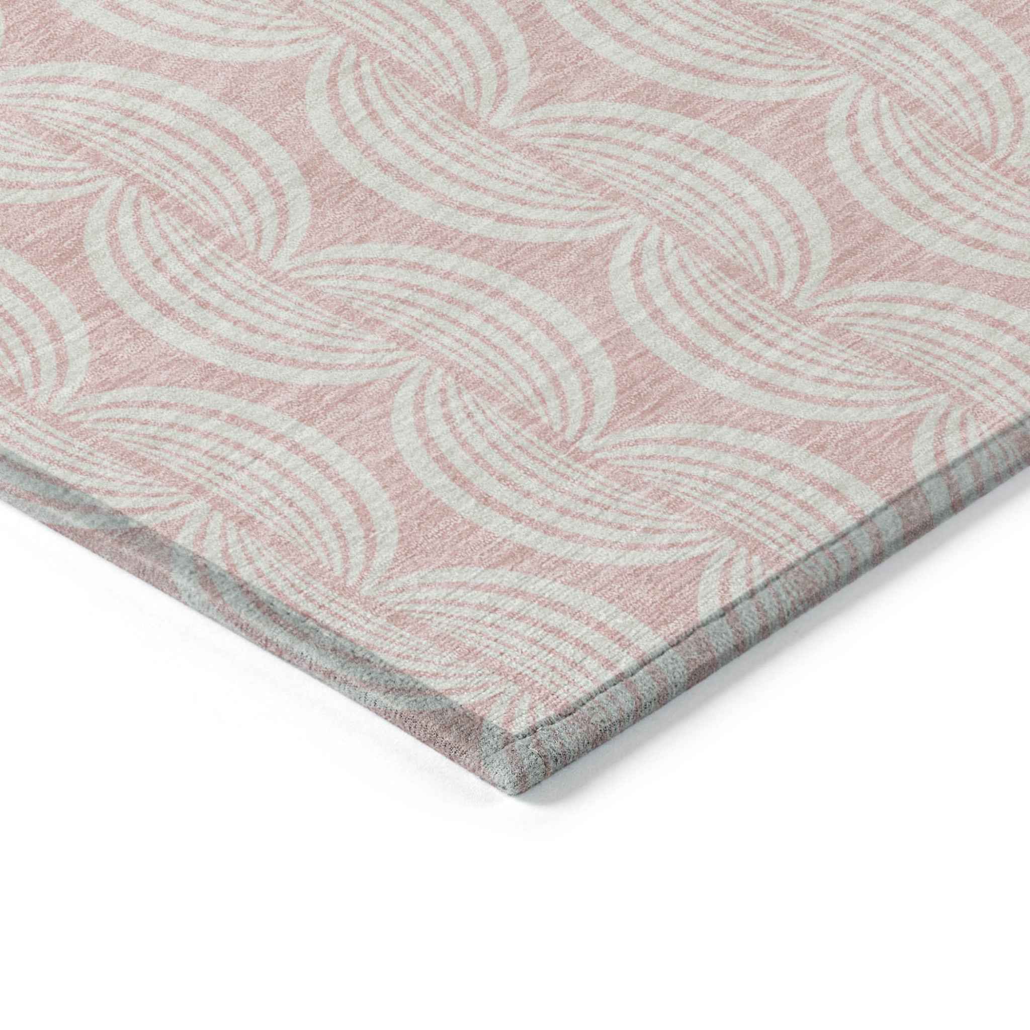3' X 5' Pink And Gray Ogee Washable Indoor Outdoor Area Rug
