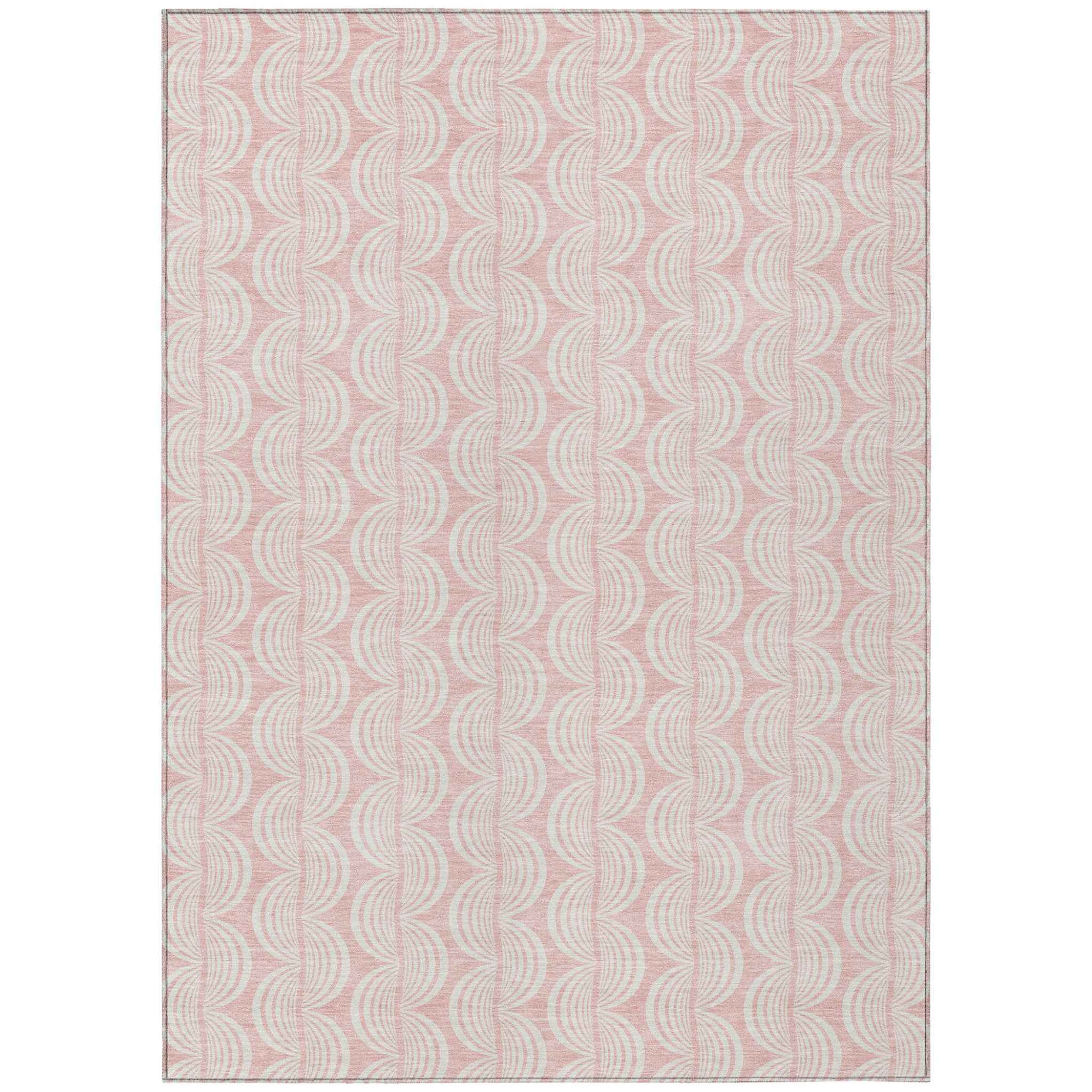 3' X 5' Pink And Gray Ogee Washable Indoor Outdoor Area Rug