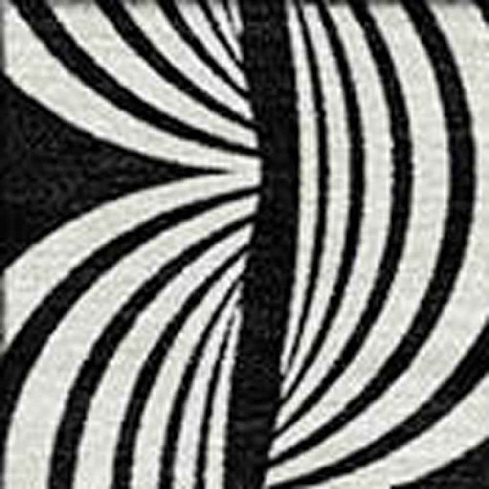 10' X 14' Black And Ivory Ogee Washable Indoor Outdoor Area Rug