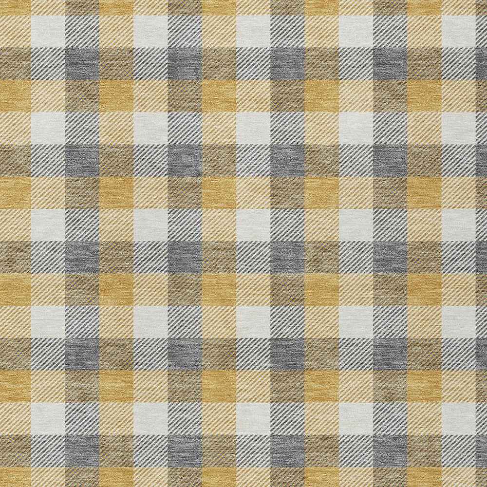 3' X 5' Gray Tan And Beige Plaid Washable Indoor Outdoor Area Rug