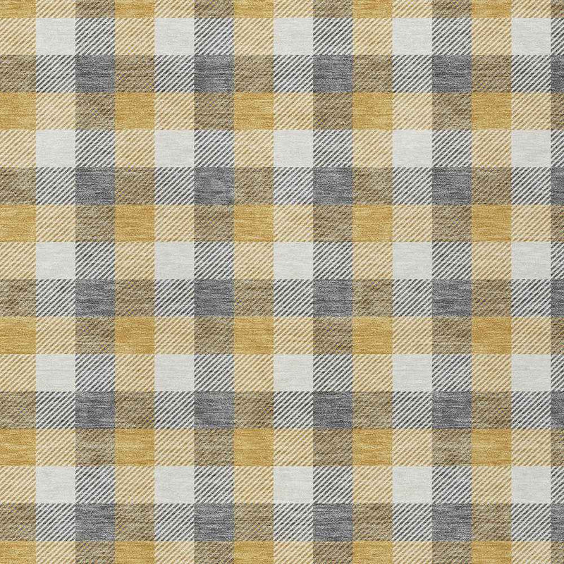 3' X 5' Gray Tan And Beige Plaid Washable Indoor Outdoor Area Rug