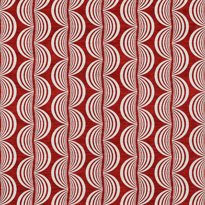 3' X 5' Red And Ivory Ogee Washable Indoor Outdoor Area Rug