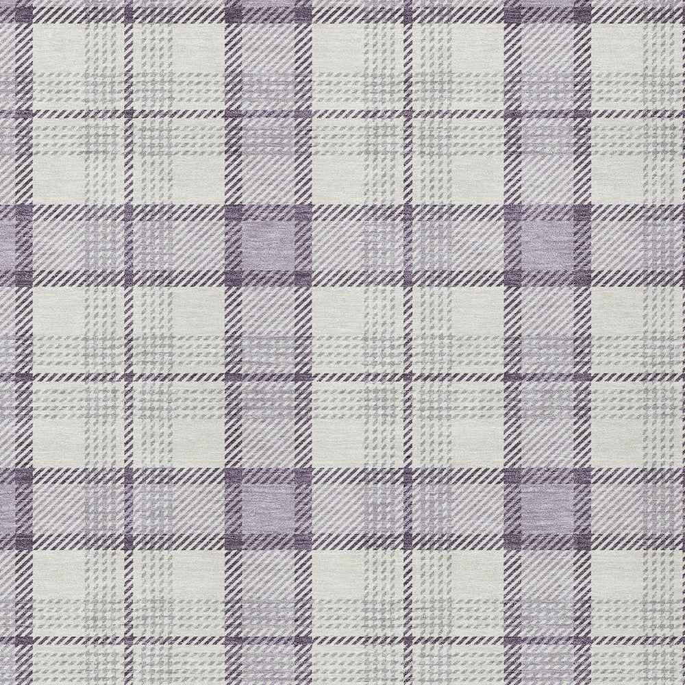 5' X 8' Lavender Purple And Gray Plaid Washable Indoor Outdoor Area Rug