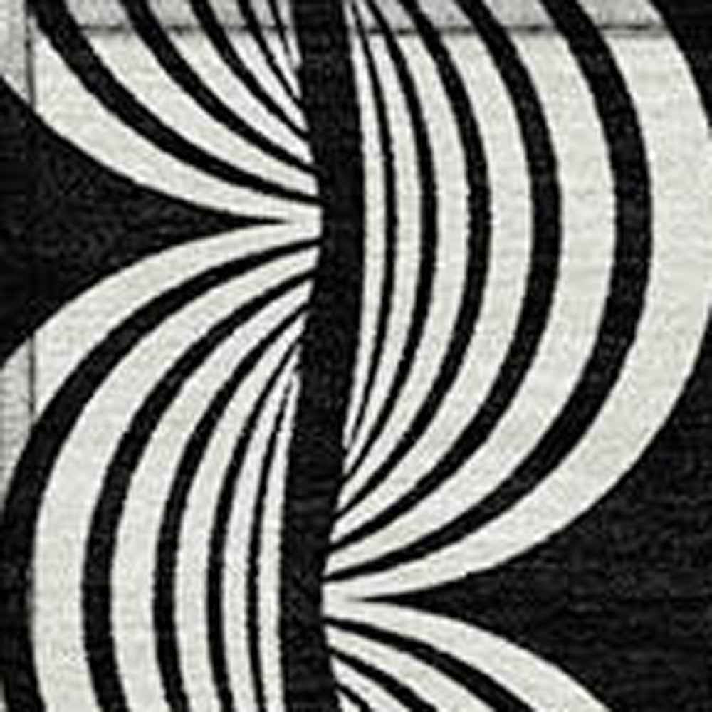 8' X 10' Black And Ivory Ogee Washable Indoor Outdoor Area Rug