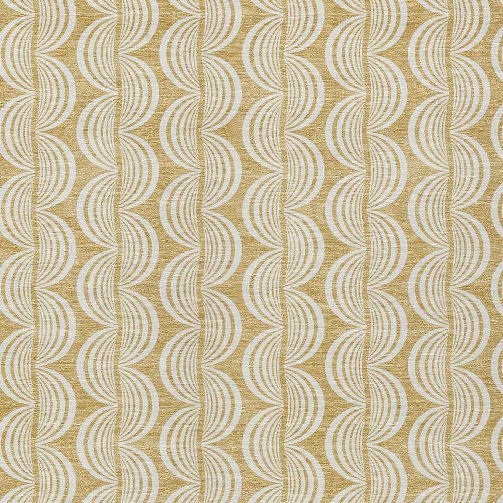 3' X 5' Gold And Beige Ogee Washable Indoor Outdoor Area Rug