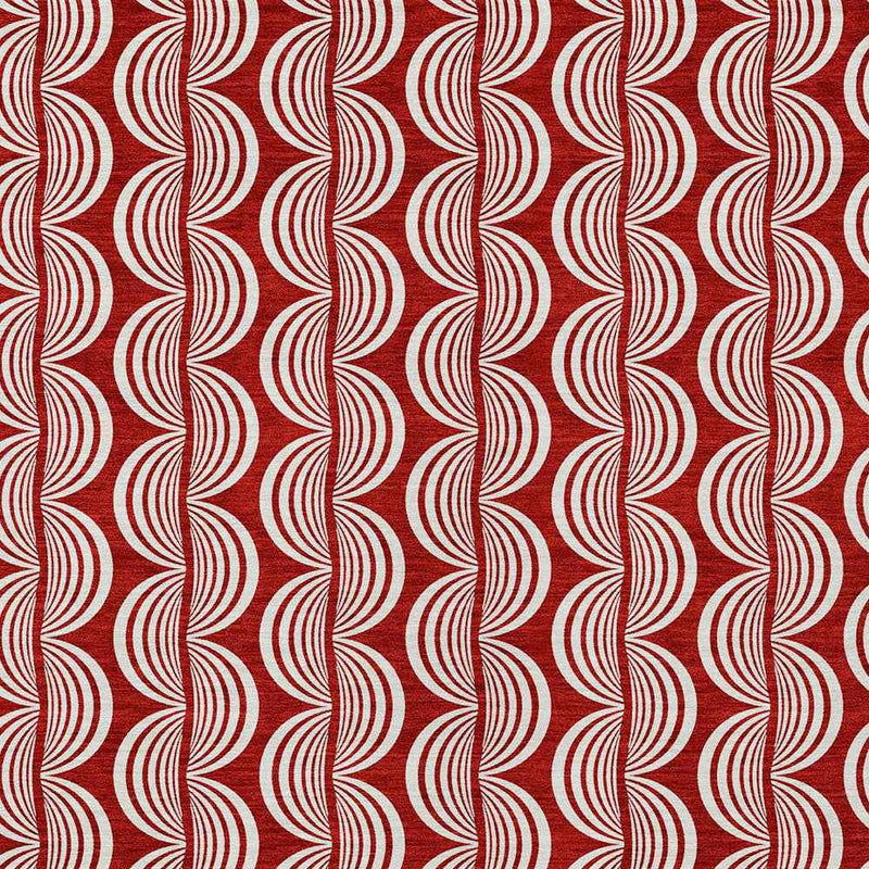 5' X 8' Red And Ivory Ogee Washable Indoor Outdoor Area Rug