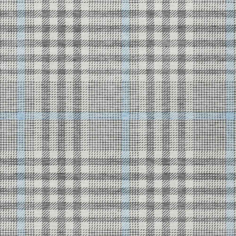 9' X 12' Gray Blue And Beige Plaid Washable Indoor Outdoor Area Rug