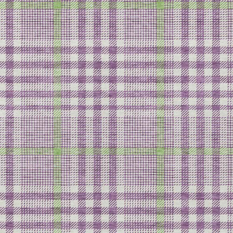 3' X 5' Purple Green And Ivory Plaid Washable Indoor Outdoor Area Rug