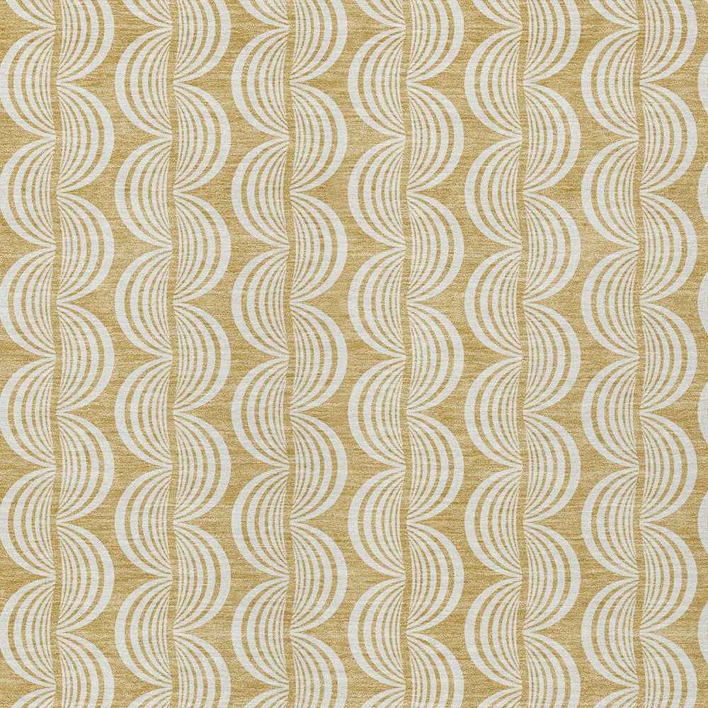 8' X 10' Gold And Beige Ogee Washable Indoor Outdoor Area Rug