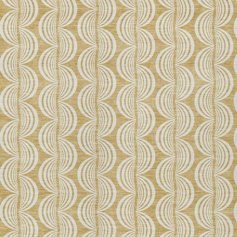 8' X 10' Gold And Beige Ogee Washable Indoor Outdoor Area Rug