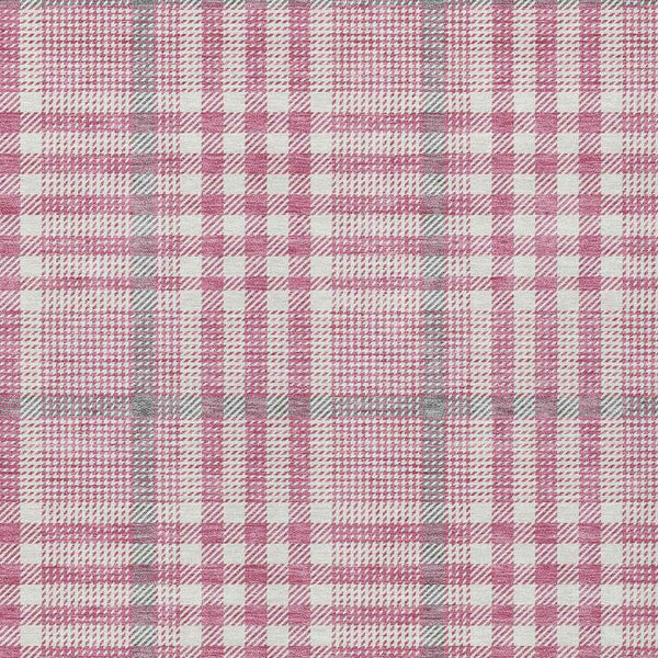 5' X 8' Blush Gray And Ivory Plaid Washable Indoor Outdoor Area Rug
