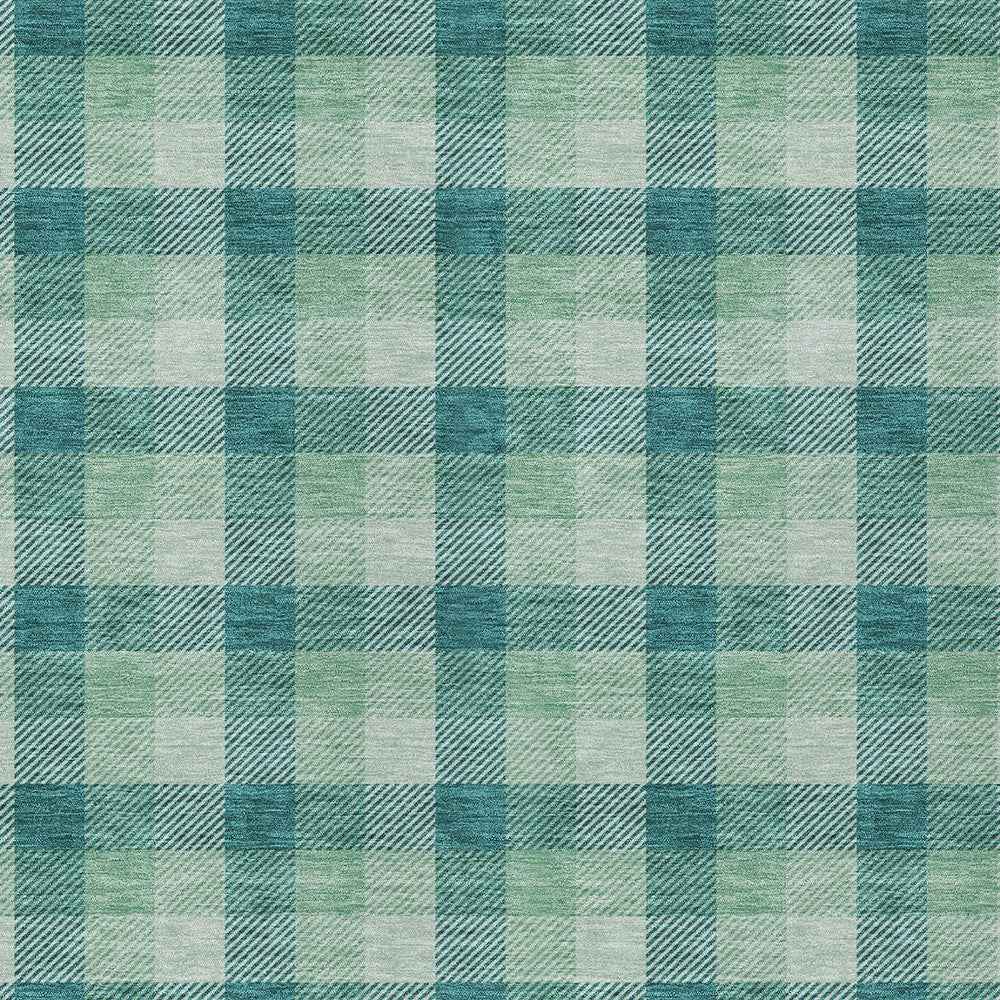 10' X 14' Blue And Green Plaid Washable Indoor Outdoor Area Rug