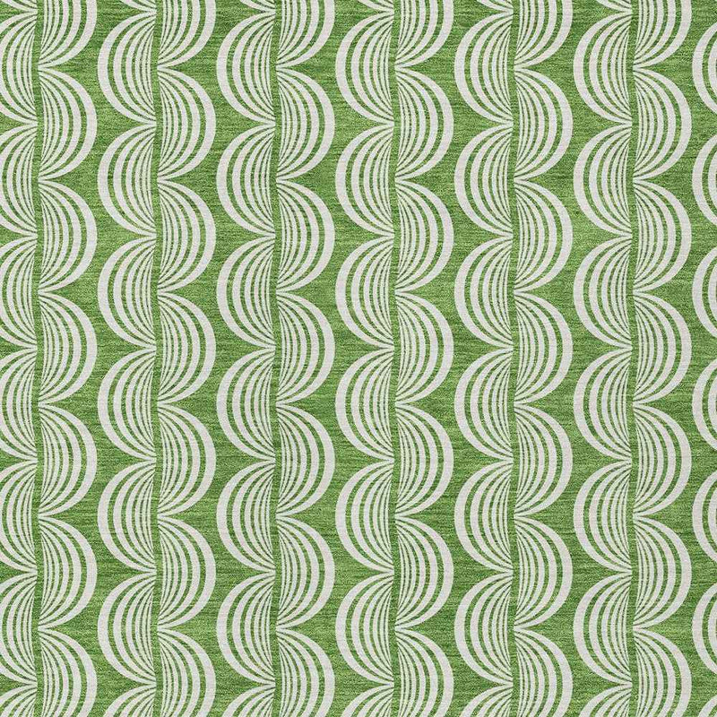 3' X 5' Green And Ivory Ogee Washable Indoor Outdoor Area Rug