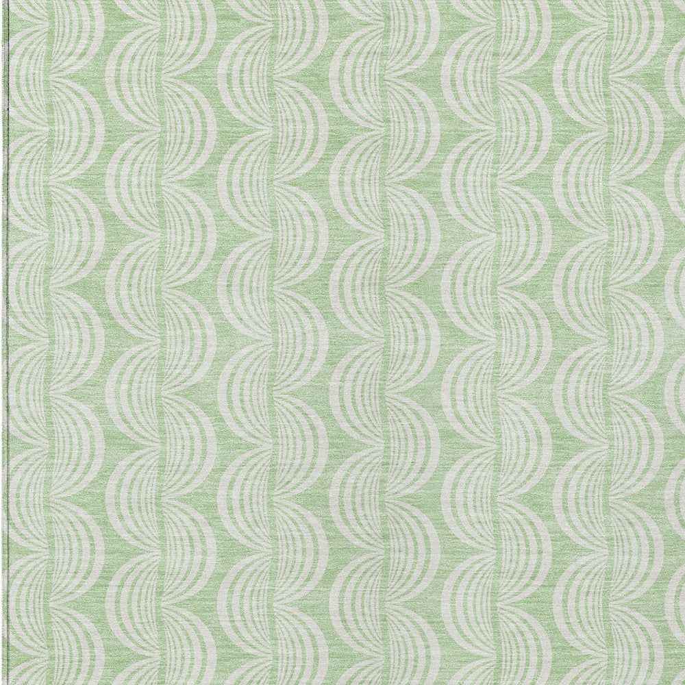 5' X 8' Mint Green And Beige Ogee Washable Indoor Outdoor Area Rug