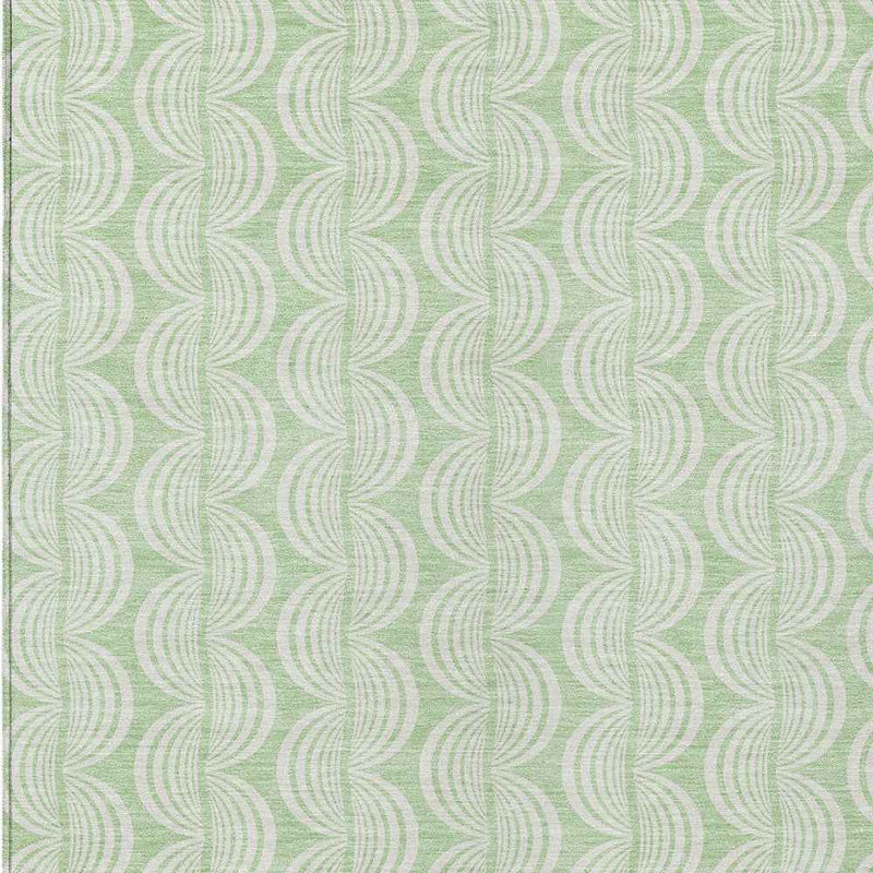 5' X 8' Mint Green And Beige Ogee Washable Indoor Outdoor Area Rug