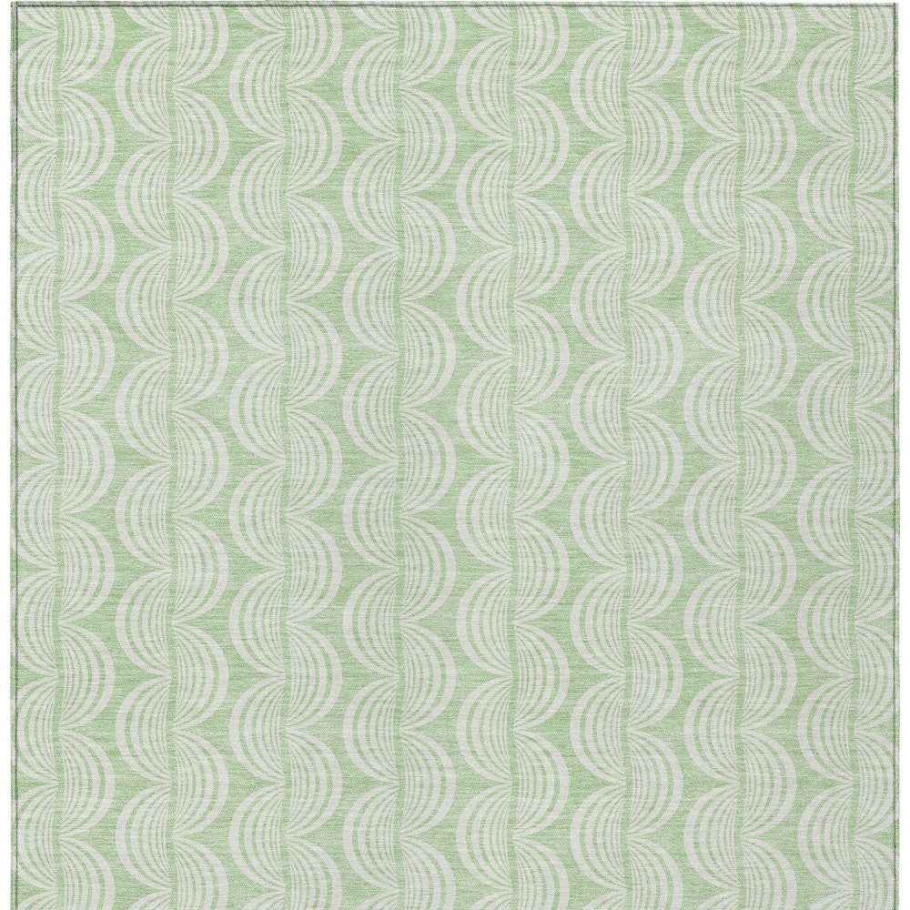 5' X 8' Mint Green And Beige Ogee Washable Indoor Outdoor Area Rug