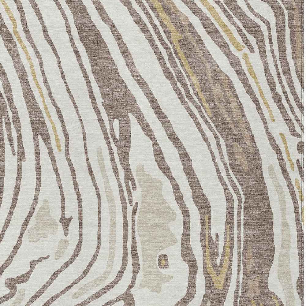 3' X 5' Taupe Brown And Beige Abstract Washable Indoor Outdoor Area Rug