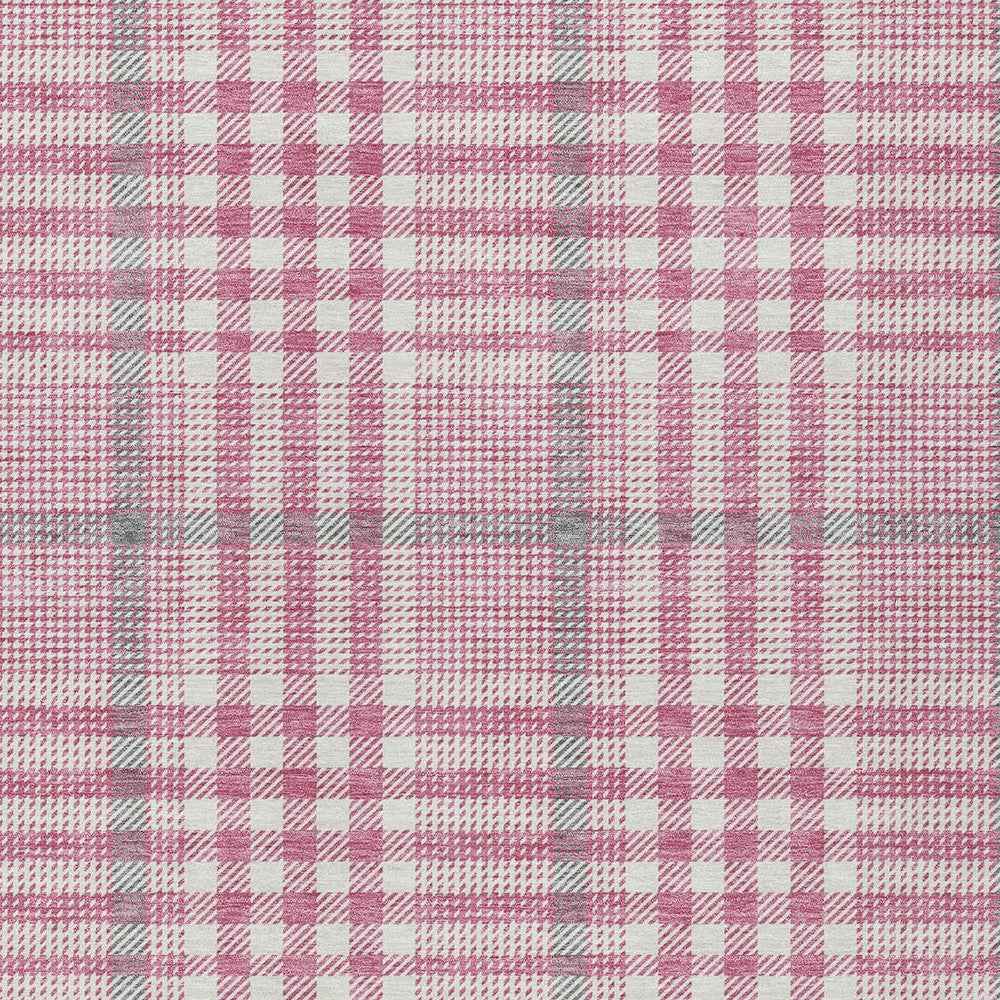 10' X 14' Blush Gray And Ivory Plaid Washable Indoor Outdoor Area Rug