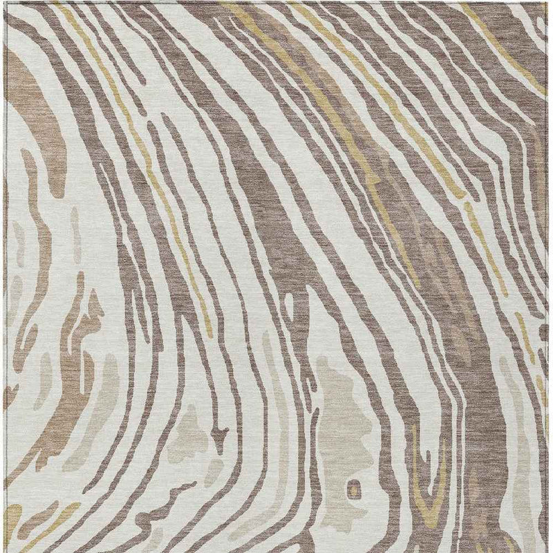 8' X 10' Taupe Brown And Beige Abstract Washable Indoor Outdoor Area Rug