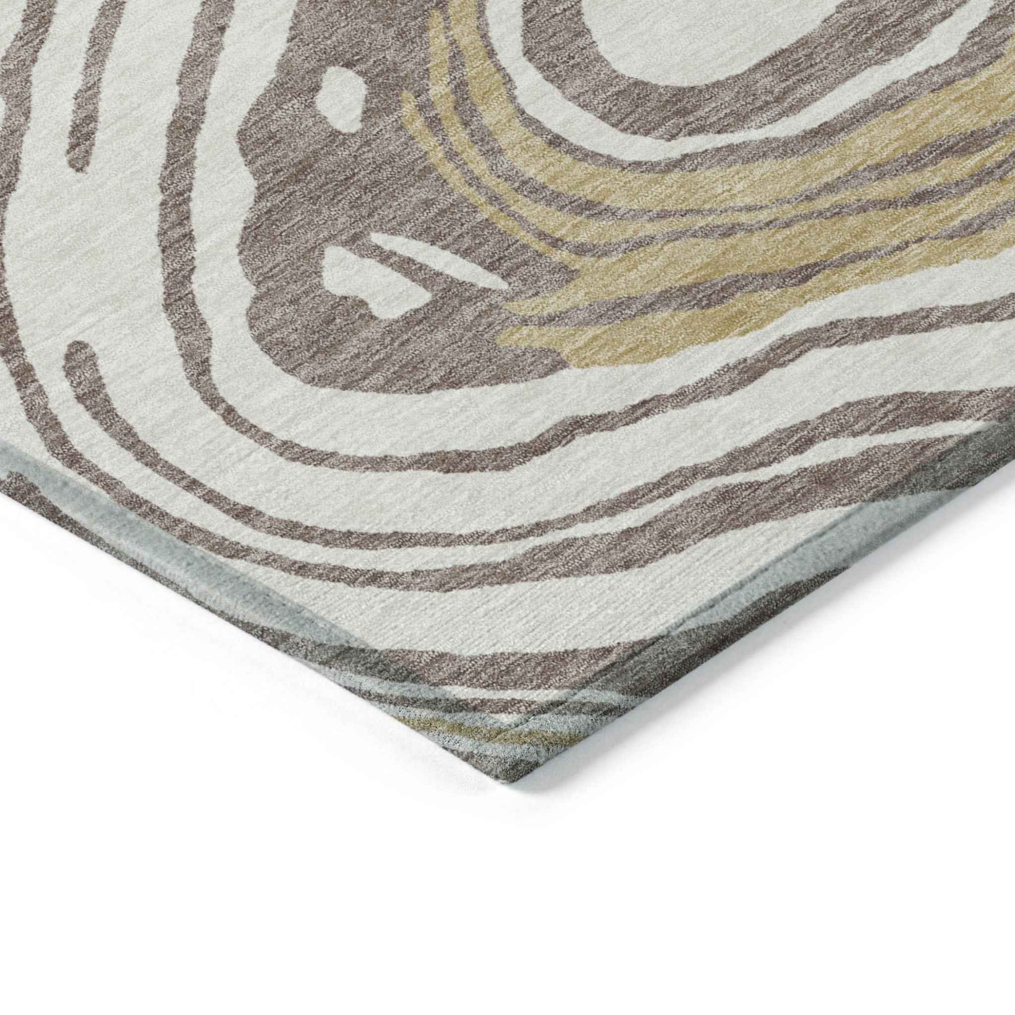8' X 10' Taupe Brown And Beige Abstract Washable Indoor Outdoor Area Rug