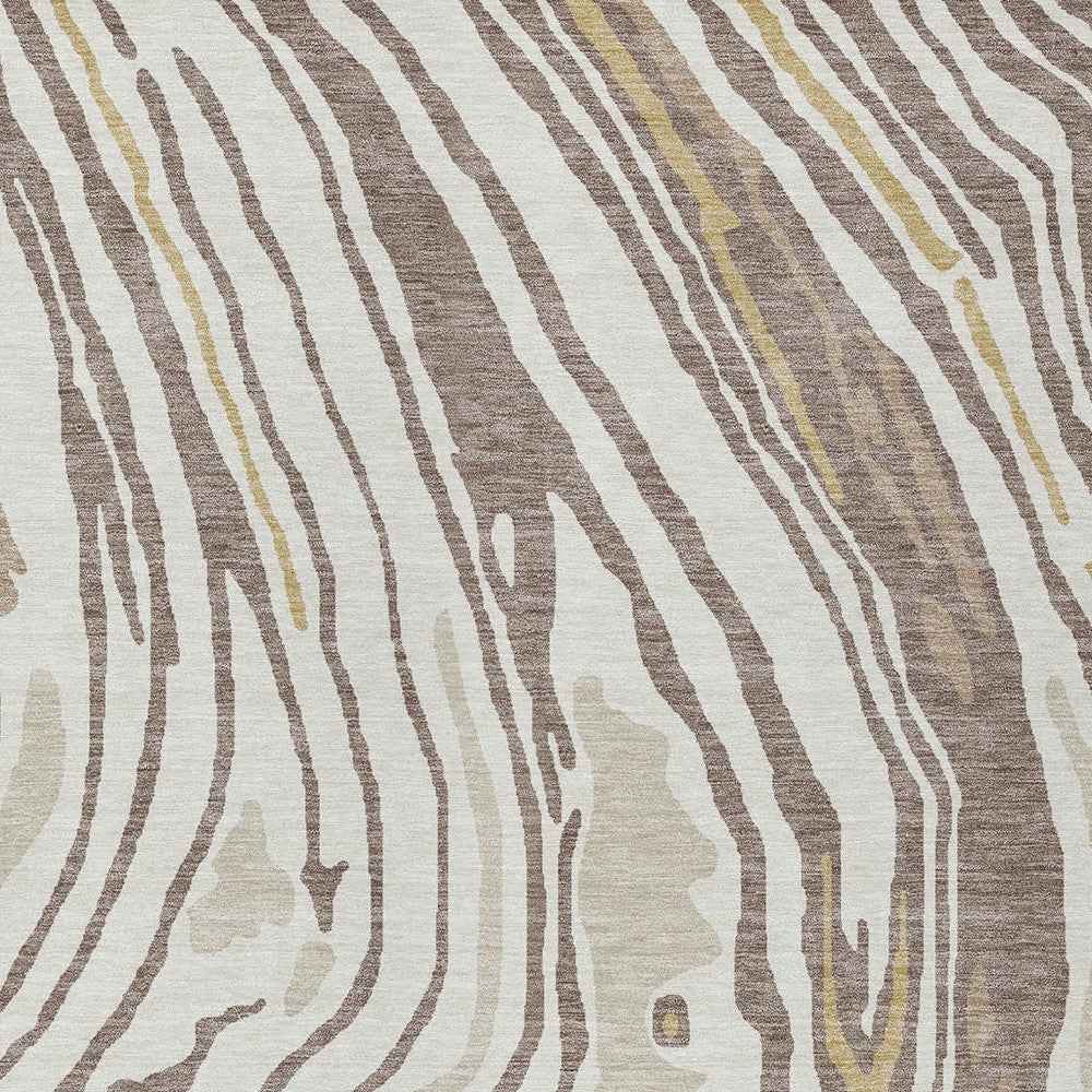 8' X 10' Taupe Brown And Beige Abstract Washable Indoor Outdoor Area Rug