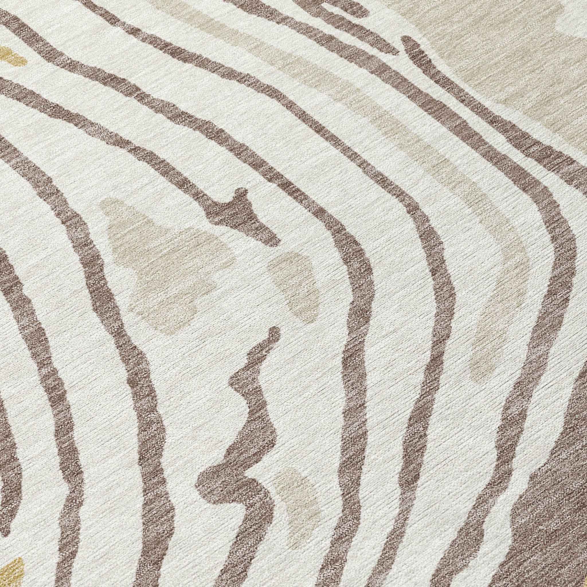 8' X 10' Taupe Brown And Beige Abstract Washable Indoor Outdoor Area Rug