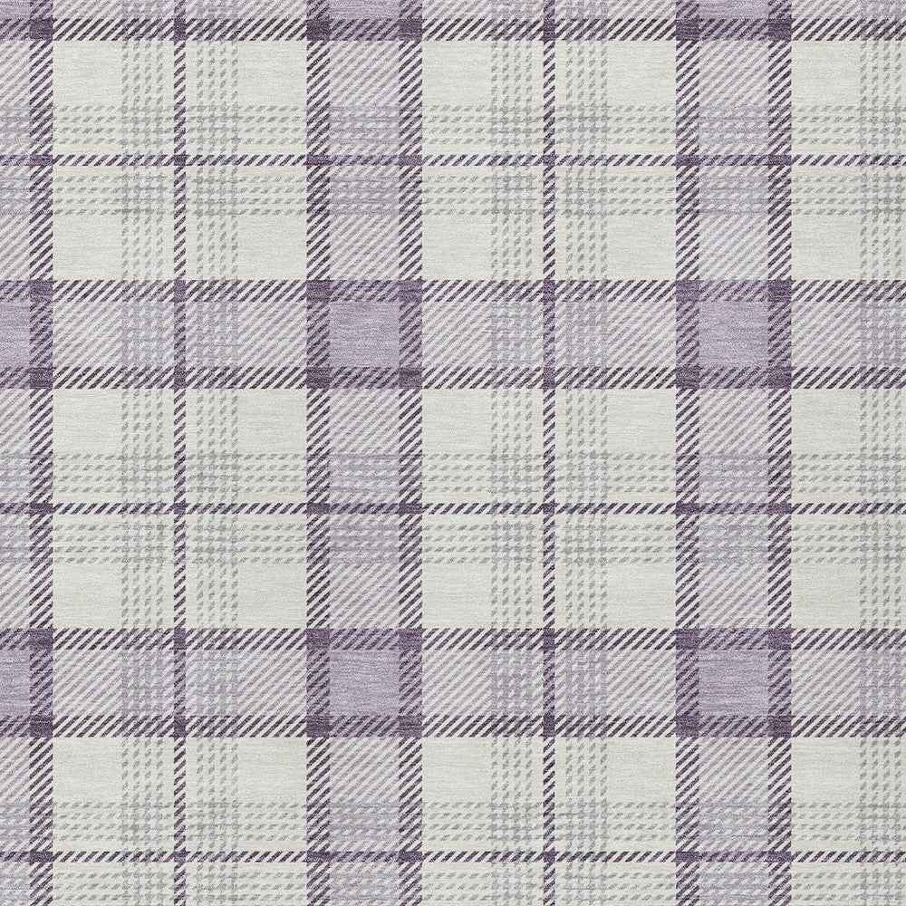 3' X 5' Lavender Purple And Gray Plaid Washable Indoor Outdoor Area Rug