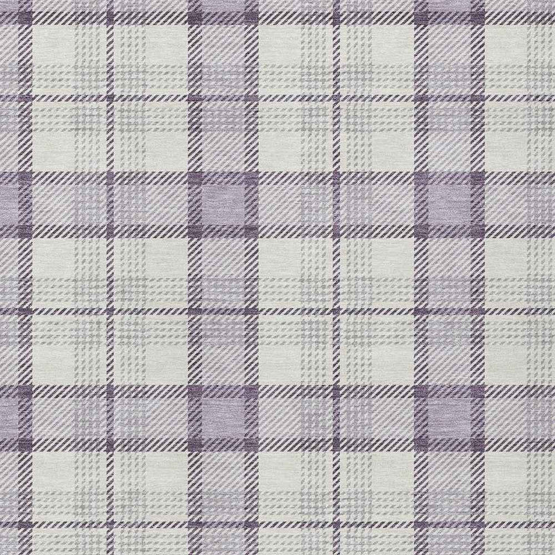 3' X 5' Lavender Purple And Gray Plaid Washable Indoor Outdoor Area Rug