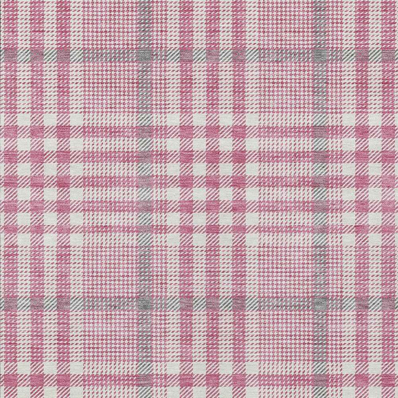 3' X 5' Blush Gray And Ivory Plaid Washable Indoor Outdoor Area Rug