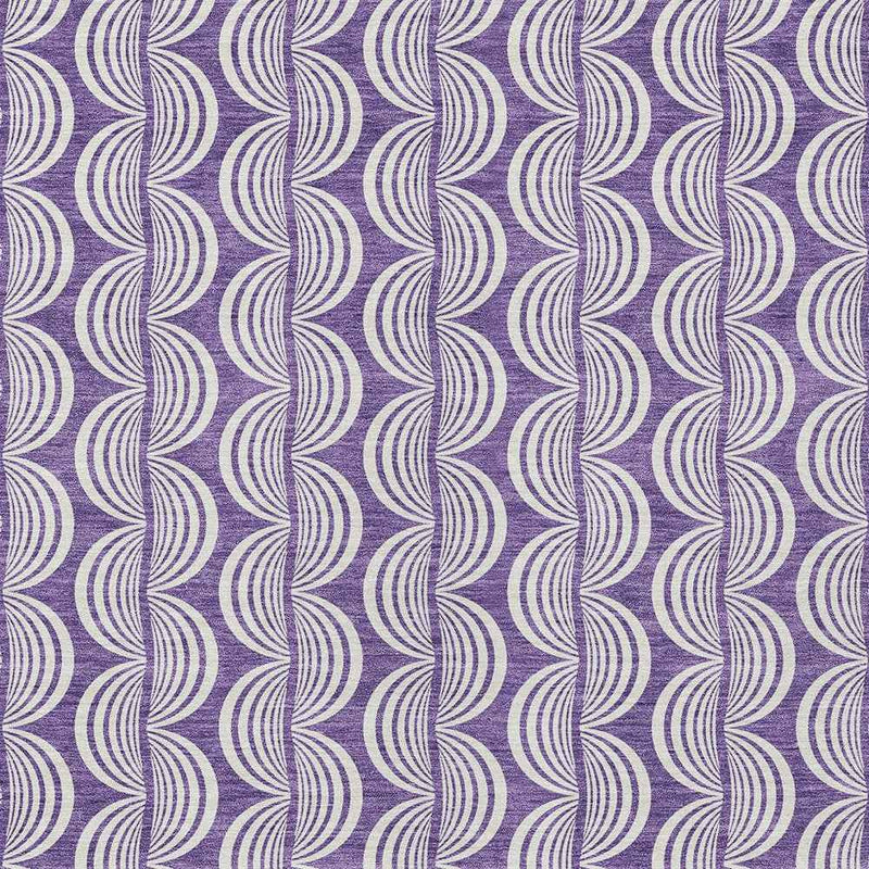 5' X 8' Purple And Ivory Ogee Washable Indoor Outdoor Area Rug