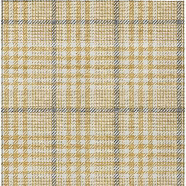 8' X 10' Gold Gray And Beige Plaid Washable Indoor Outdoor Area Rug