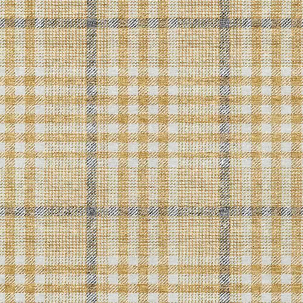 8' X 10' Gold Gray And Beige Plaid Washable Indoor Outdoor Area Rug