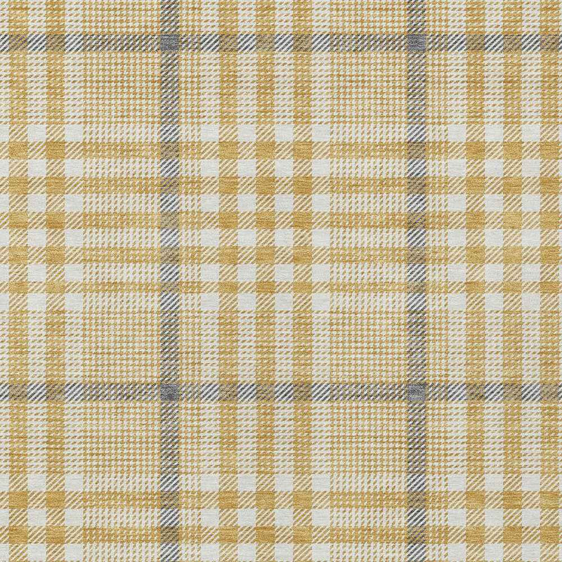 8' X 10' Gold Gray And Beige Plaid Washable Indoor Outdoor Area Rug