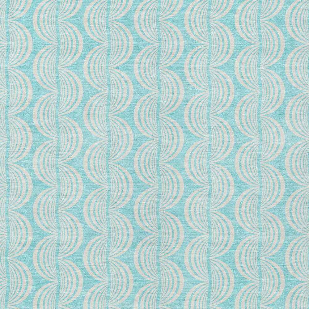 8' X 10' Aqua And Beige Ogee Washable Indoor Outdoor Area Rug