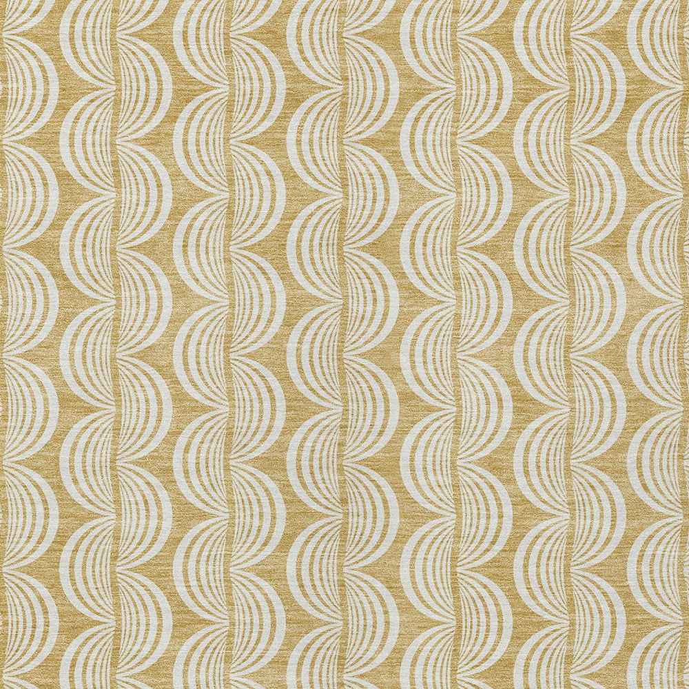10' X 14' Gold And Beige Ogee Washable Indoor Outdoor Area Rug