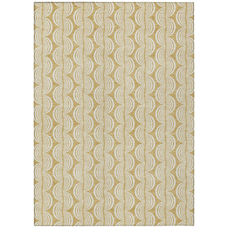 10' X 14' Gold And Beige Ogee Washable Indoor Outdoor Area Rug
