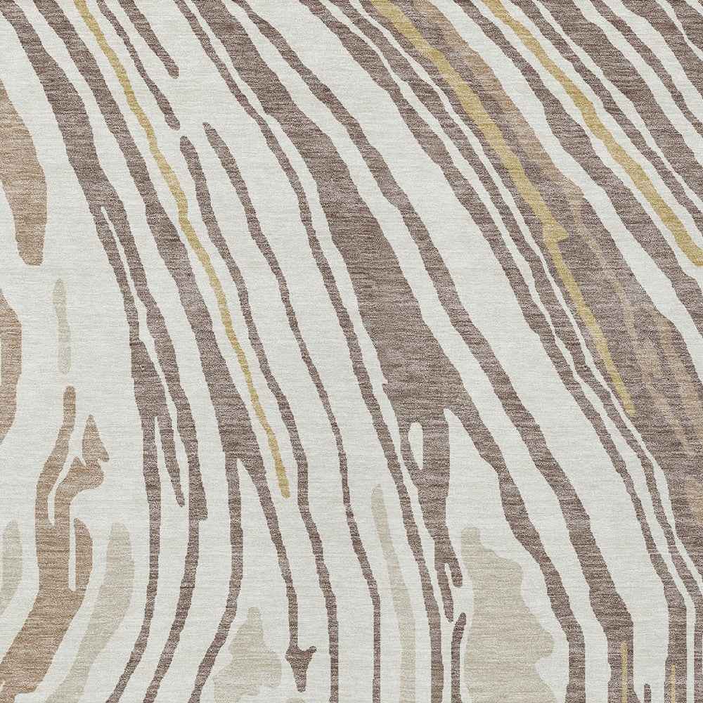 10' X 14' Taupe Brown And Beige Abstract Washable Indoor Outdoor Area Rug