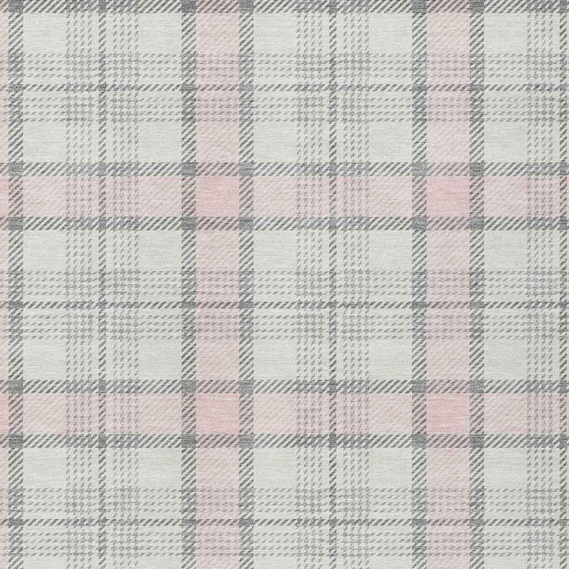 3' X 5' Pink And Gray Plaid Washable Indoor Outdoor Area Rug