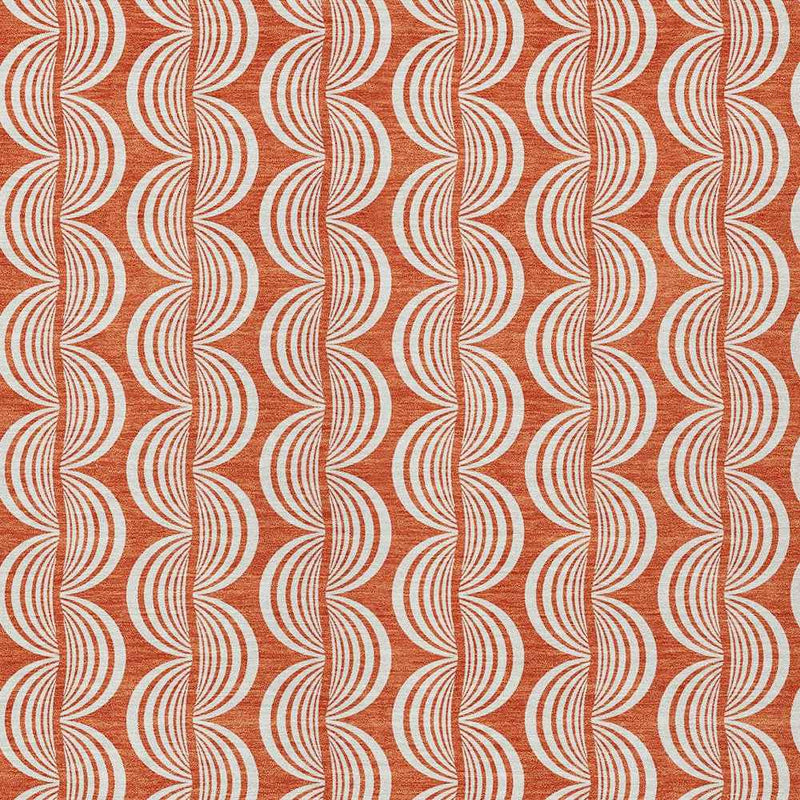 8' X 10' Coral And Beige Ogee Washable Indoor Outdoor Area Rug
