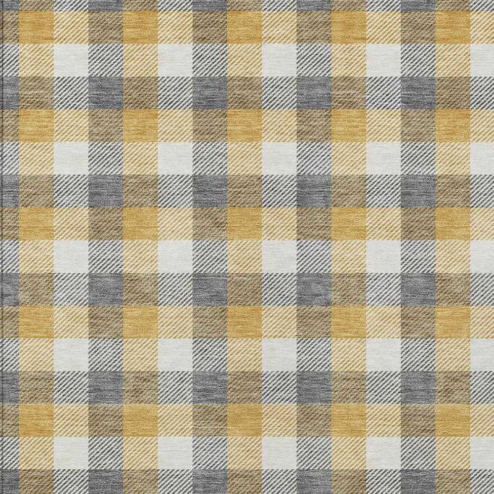 8' X 10' Gray Tan And Beige Plaid Washable Indoor Outdoor Area Rug