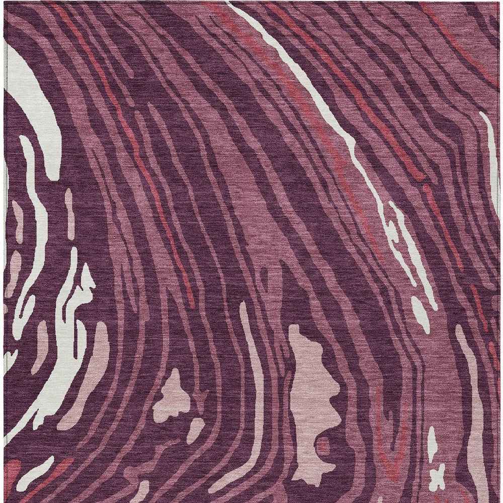 10' X 14' Burgundy Brick Red And Ivory Abstract Washable Indoor Outdoor Area Rug