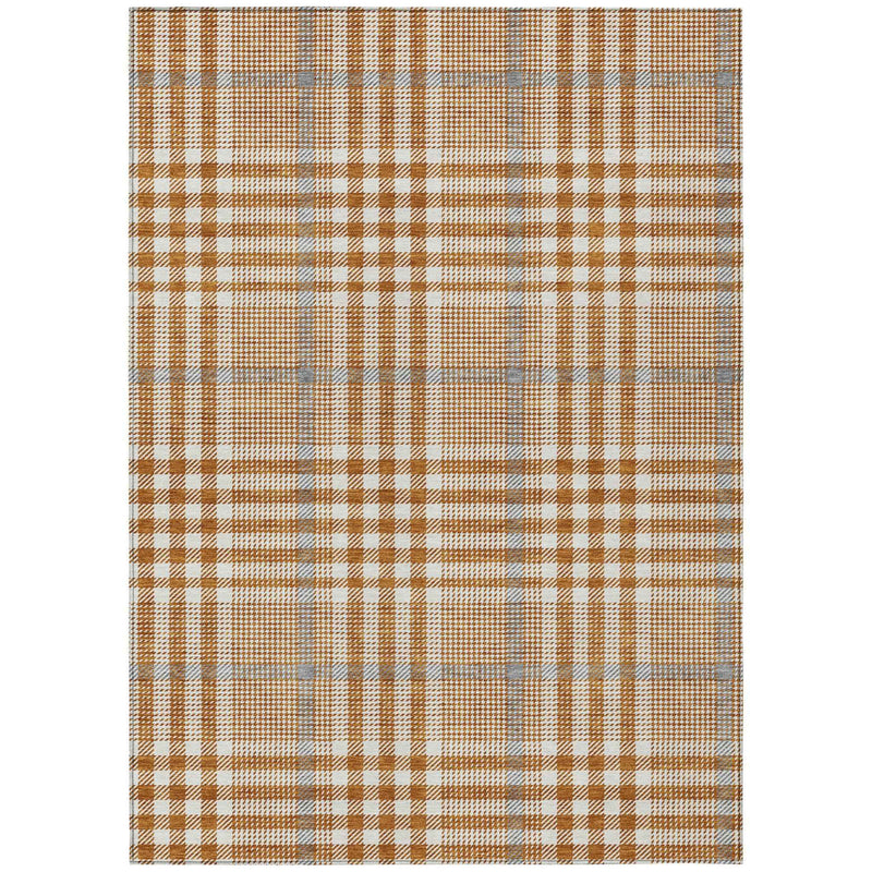 3' X 5' Brown Beige And Beige Plaid Washable Indoor Outdoor Area Rug