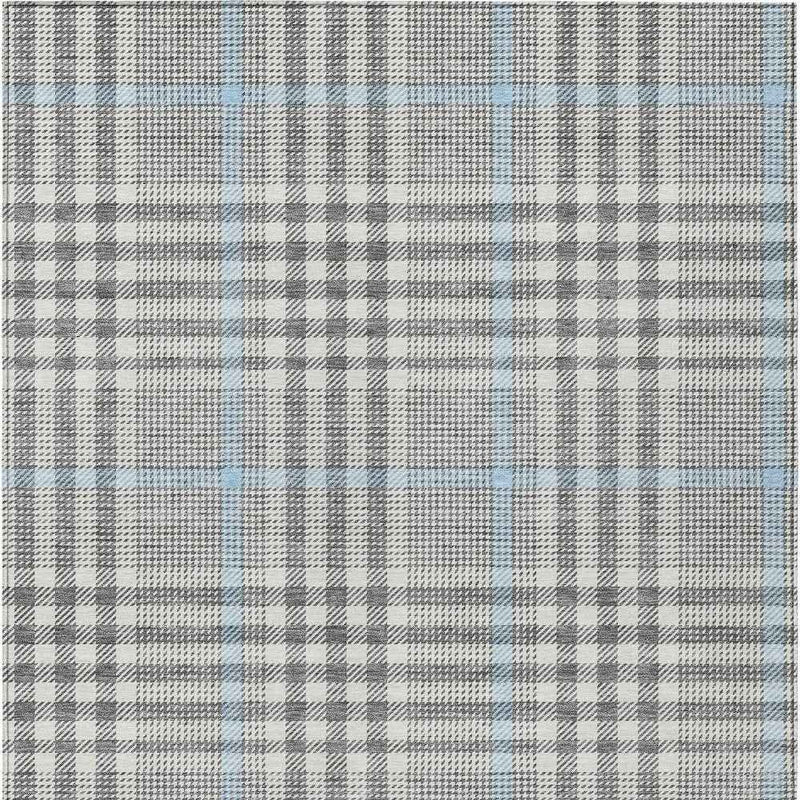 8' X 10' Gray Blue And Beige Plaid Washable Indoor Outdoor Area Rug