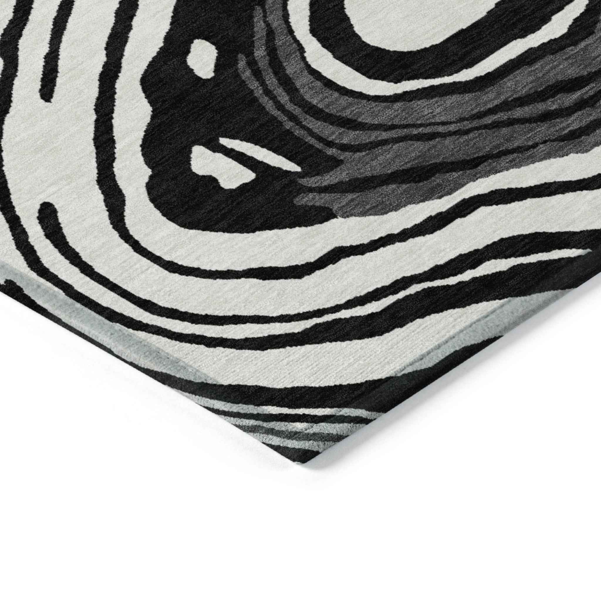 9' X 12' Black Gray And Ivory Abstract Washable Indoor Outdoor Area Rug