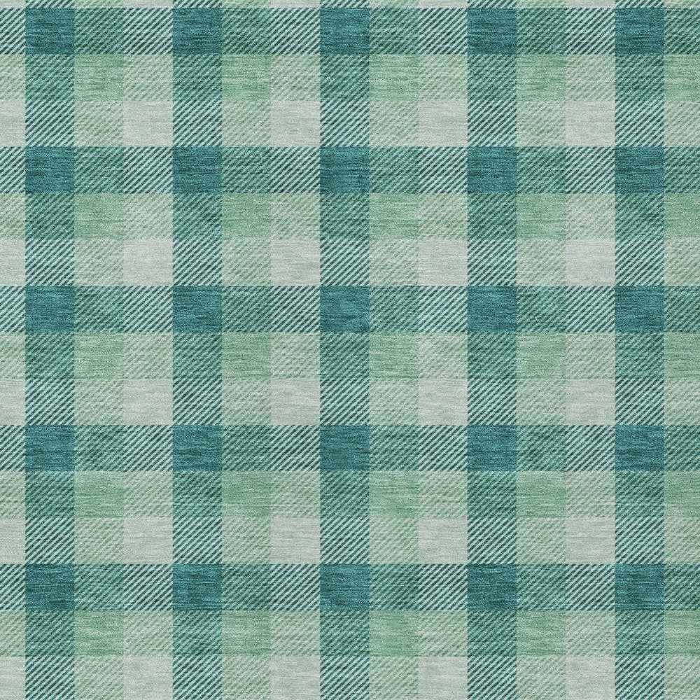 8' X 10' Blue And Green Plaid Washable Indoor Outdoor Area Rug