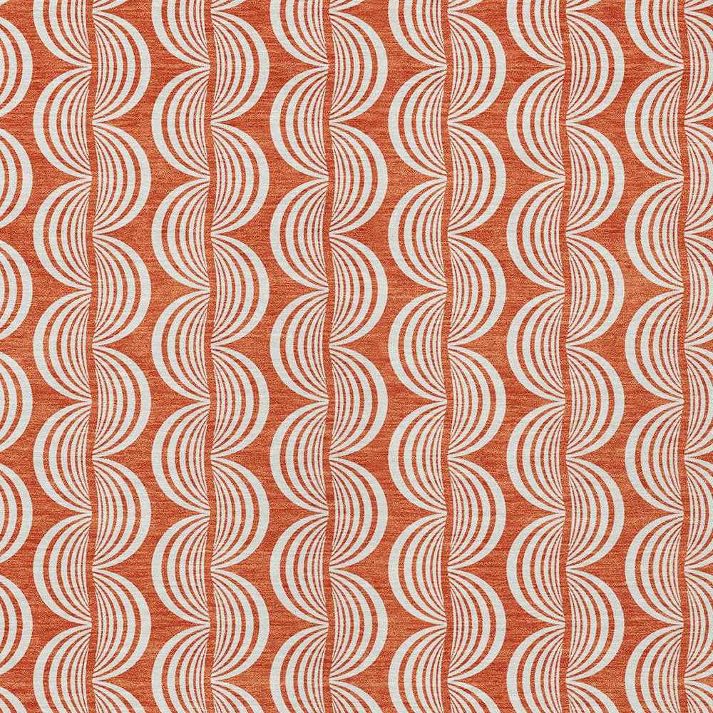 10' X 14' Coral And Beige Ogee Washable Indoor Outdoor Area Rug