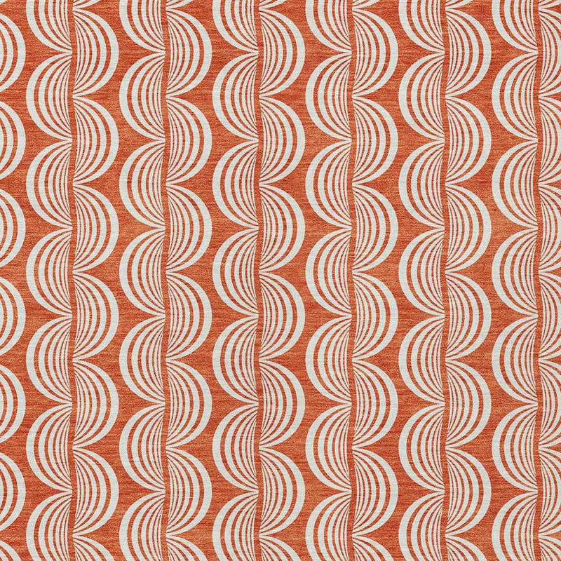 10' X 14' Coral And Beige Ogee Washable Indoor Outdoor Area Rug