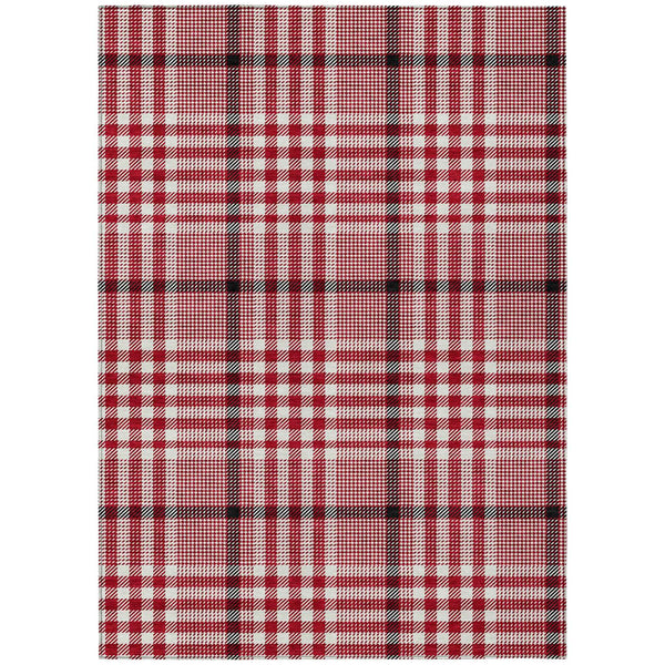 8' X 10' Red Black And Ivory Plaid Washable Indoor Outdoor Area Rug